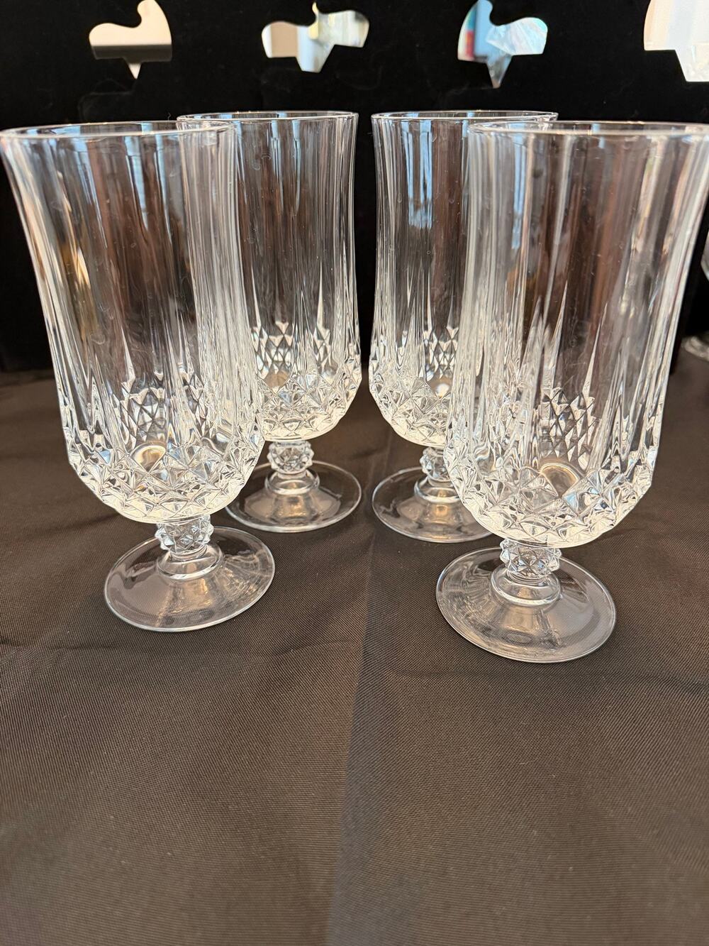 Vintage Cristal d'Arques Durand "Longchamp" pattern footed iced tea glass set 4
